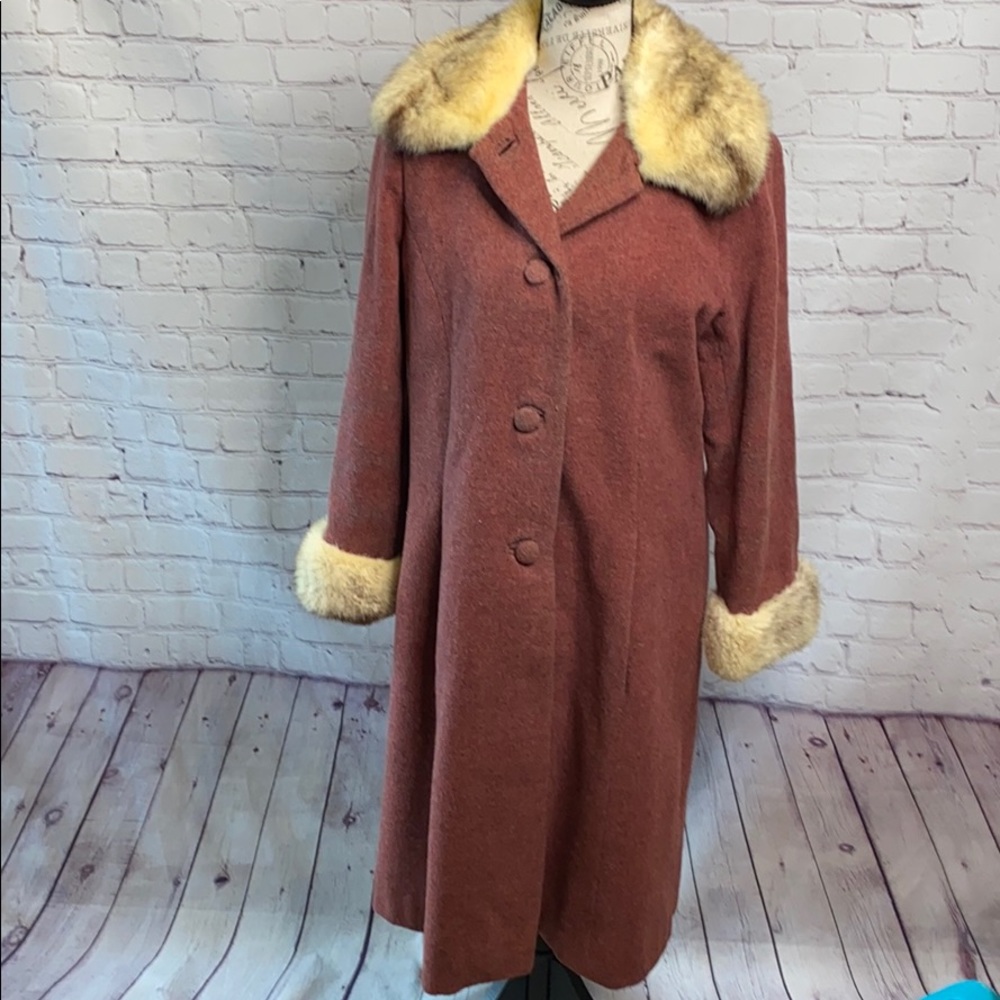 Handmade tailor made silver fox trim fur parka M